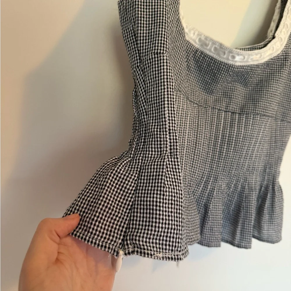 NIA Lemon Black Gingham Pleated Tank Top - Picture 9 of 10